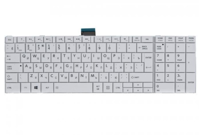 Клавиатура Toshiba Satellite C855 белая, без рамки, OEM