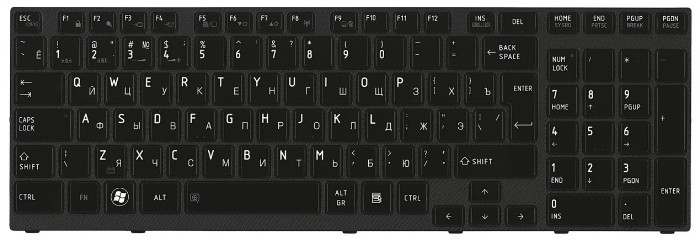 Клавиатура Toshiba Satellite A665 с подсветкой, OEM