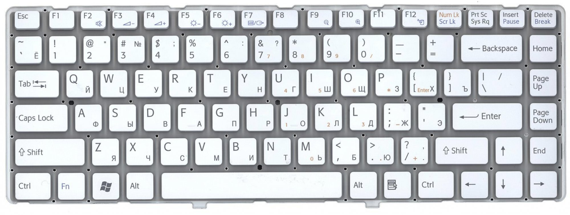 Клавиатура Sony VAIO VPCEA1S1R/P белая, без рамки, OEM