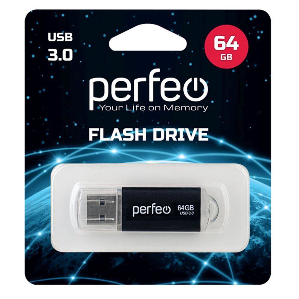64GB USB 3.0 Flash Drive PERFEO C14 черный (PF-C14B064ES)