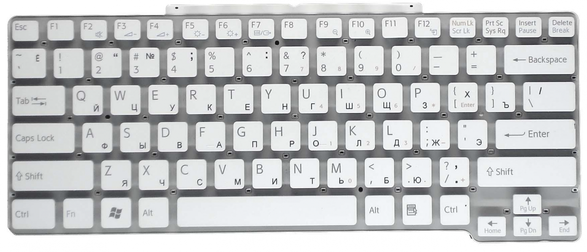 Клавиатура Sony VAIO VGN-SR290JTQ белая, без рамки, OEM