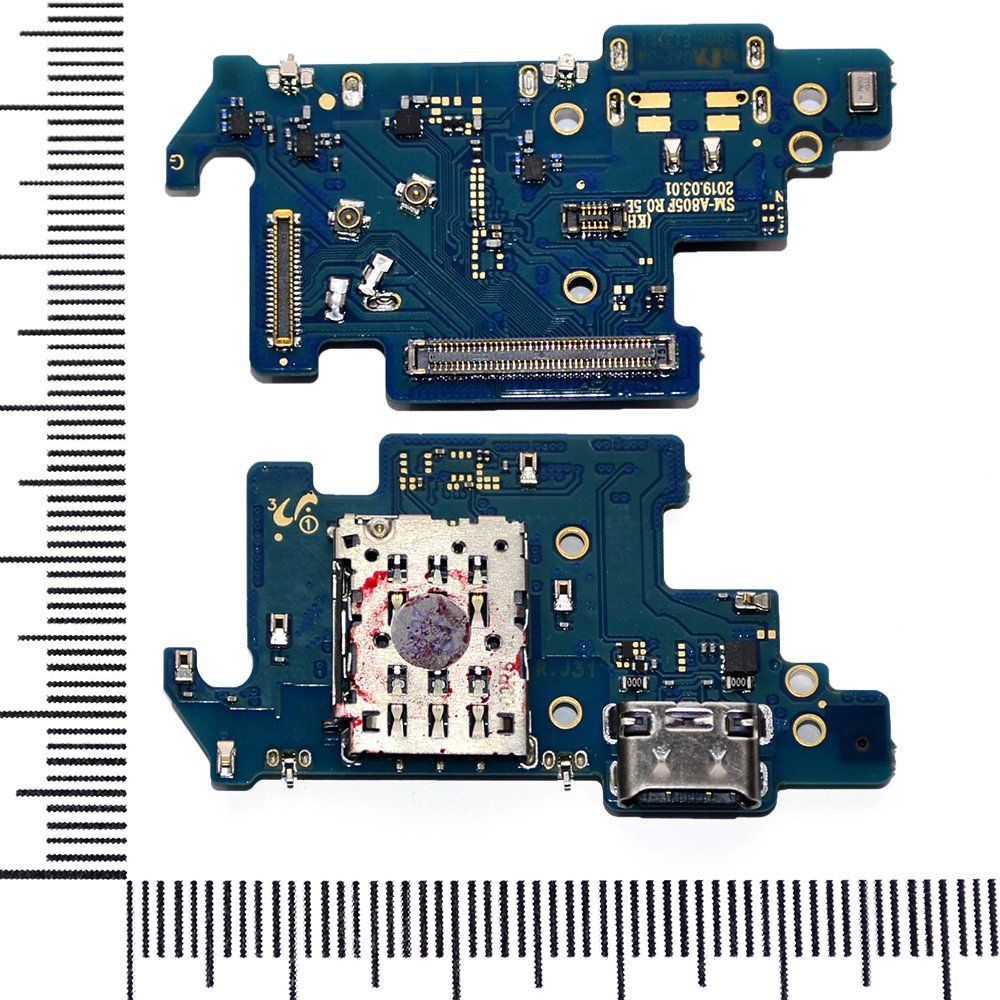 Шлейф (плата) Samsung SM-A805F/Galaxy A80 + системный разъем + микрофон