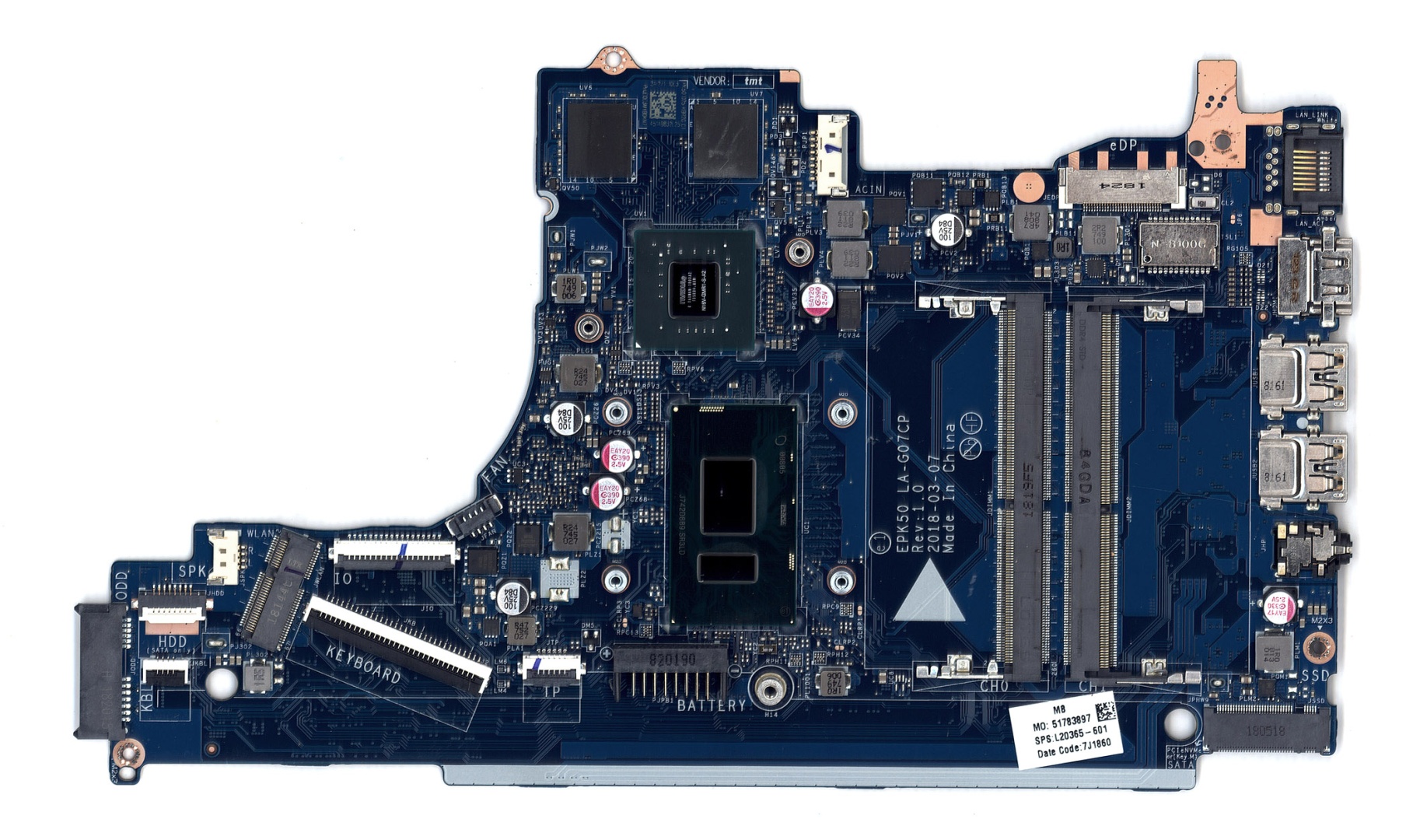 Материнская плата HP 15-DA 15T-DA 250 G7 i3-7020U MX110