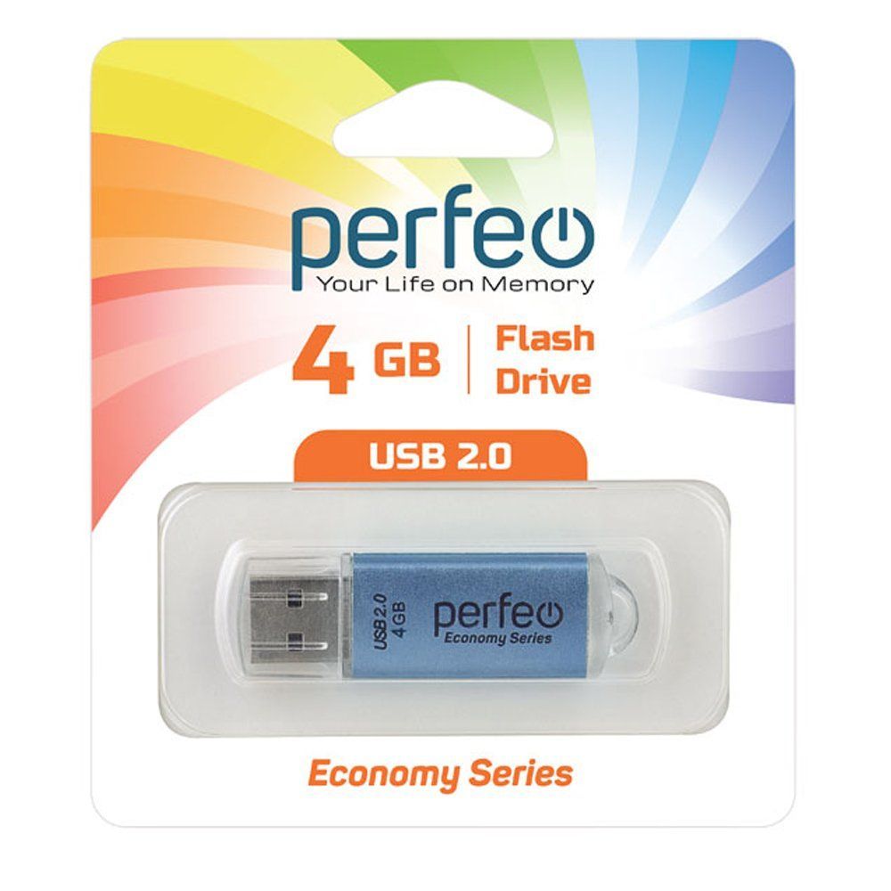 4GB USB 2.0 Flash Drive PERFEO E01 синий (PF-E01N004ES)