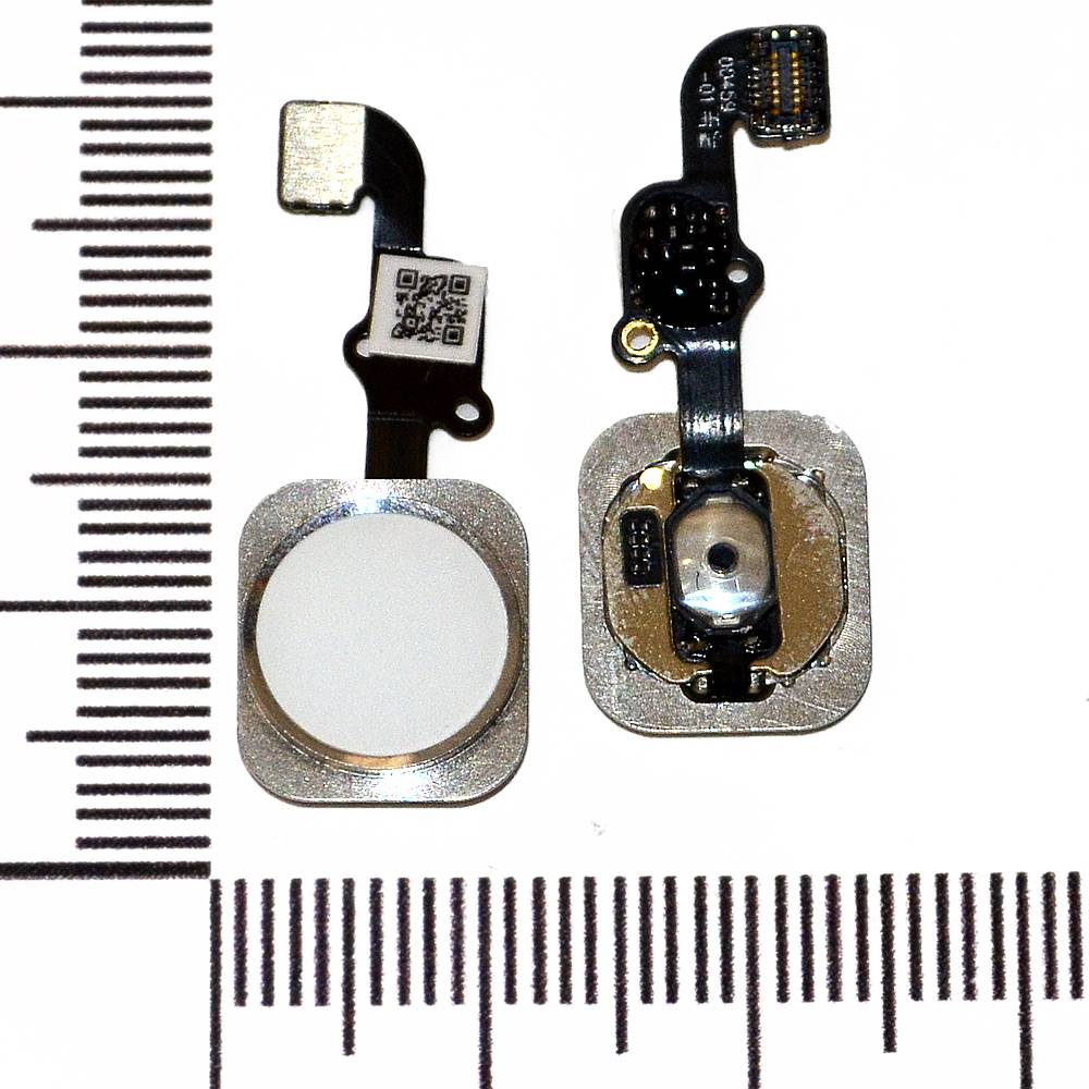 Механизм кнопки HOME iPhone 6S Plus с толкателем и шлейфом серебро