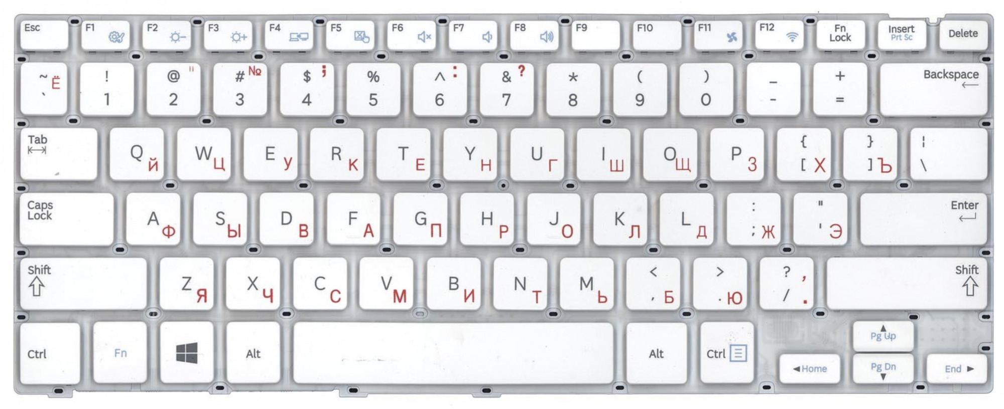 Клавиатура Samsung NP905S3G белая, без рамки,  OEM