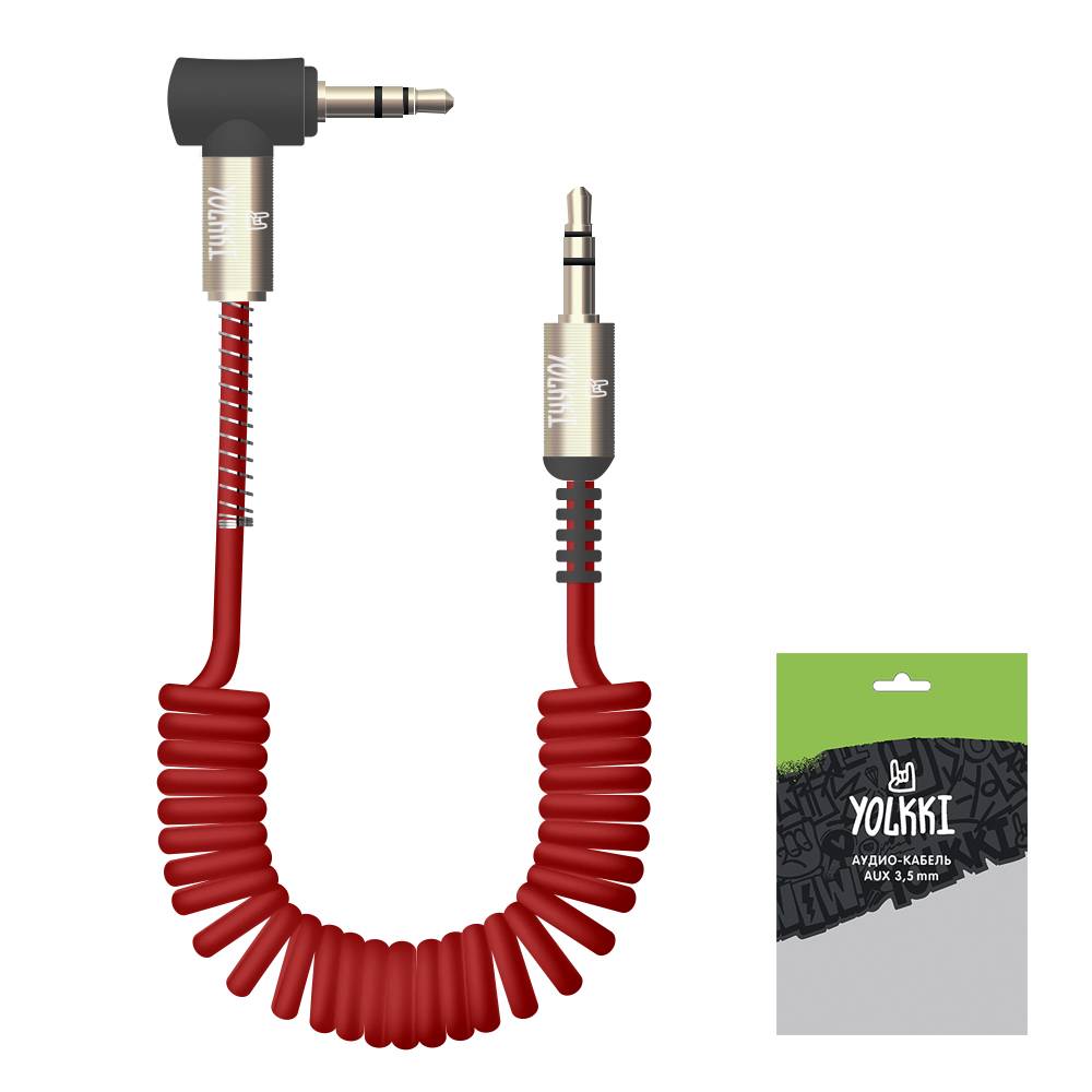 Кабель AUX YOLKKI Drum pack красный (1,8м)