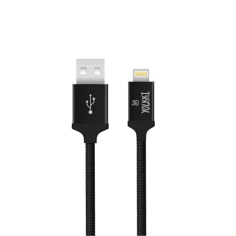 Кабель USB - Lightning 8-pin YOLKKI Pro 03 NEW box черный (1м) /max 2,1A/