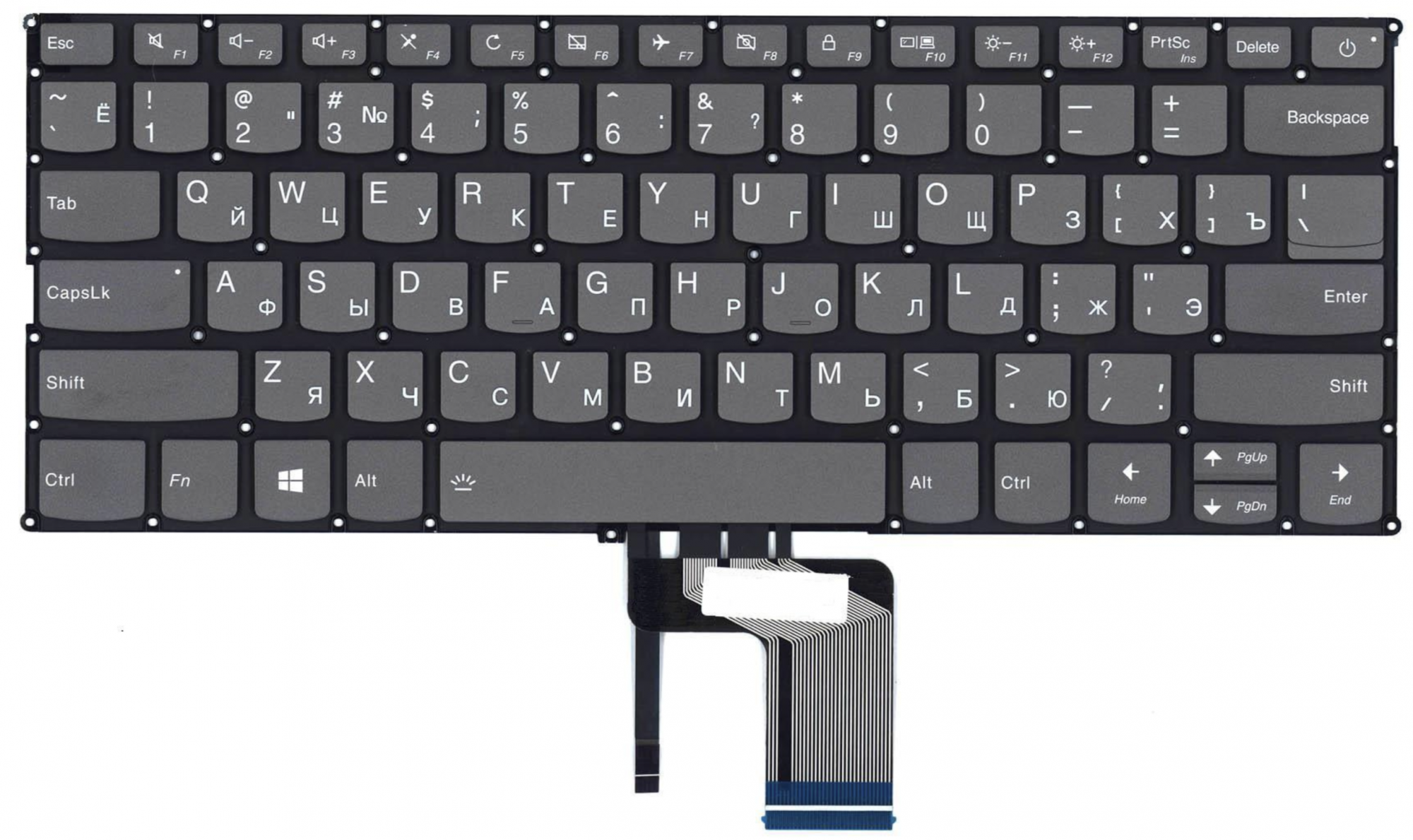 Клавиатура Lenovo Ideapad 720S-14IKB чёрная, с подсветкой, OEM