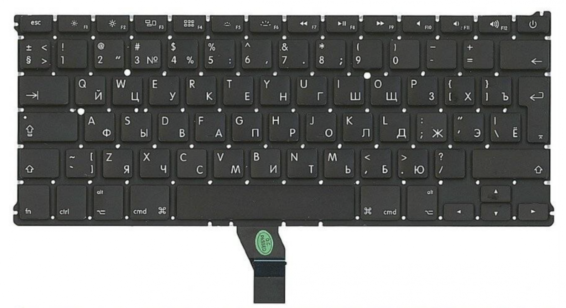 Клавиатура Apple MacBook Air 13.3" 2017 A1466 (MQD42LL/A) с подсветкой, большой Enter, OEM