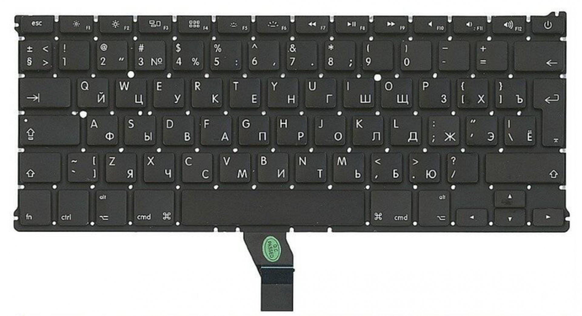 Клавиатура Apple MacBook Air 13.3" середина 2011 A1369 (MC966LL/A) с подсветкой, большой Enter, OEM