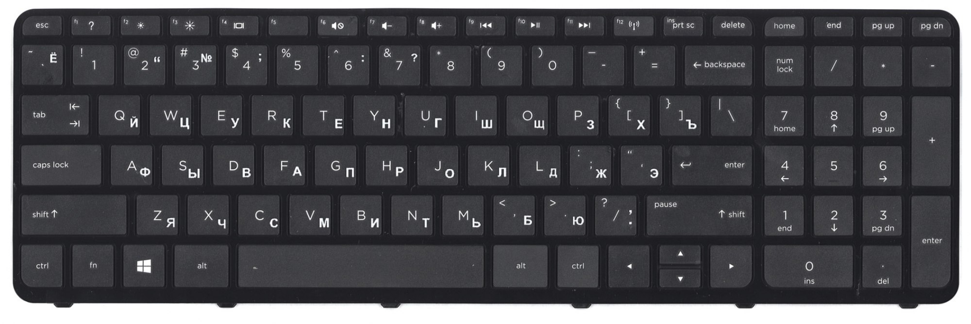 Клавиатура HP Pavilion 17-e с рамкой, чёрная, OEM