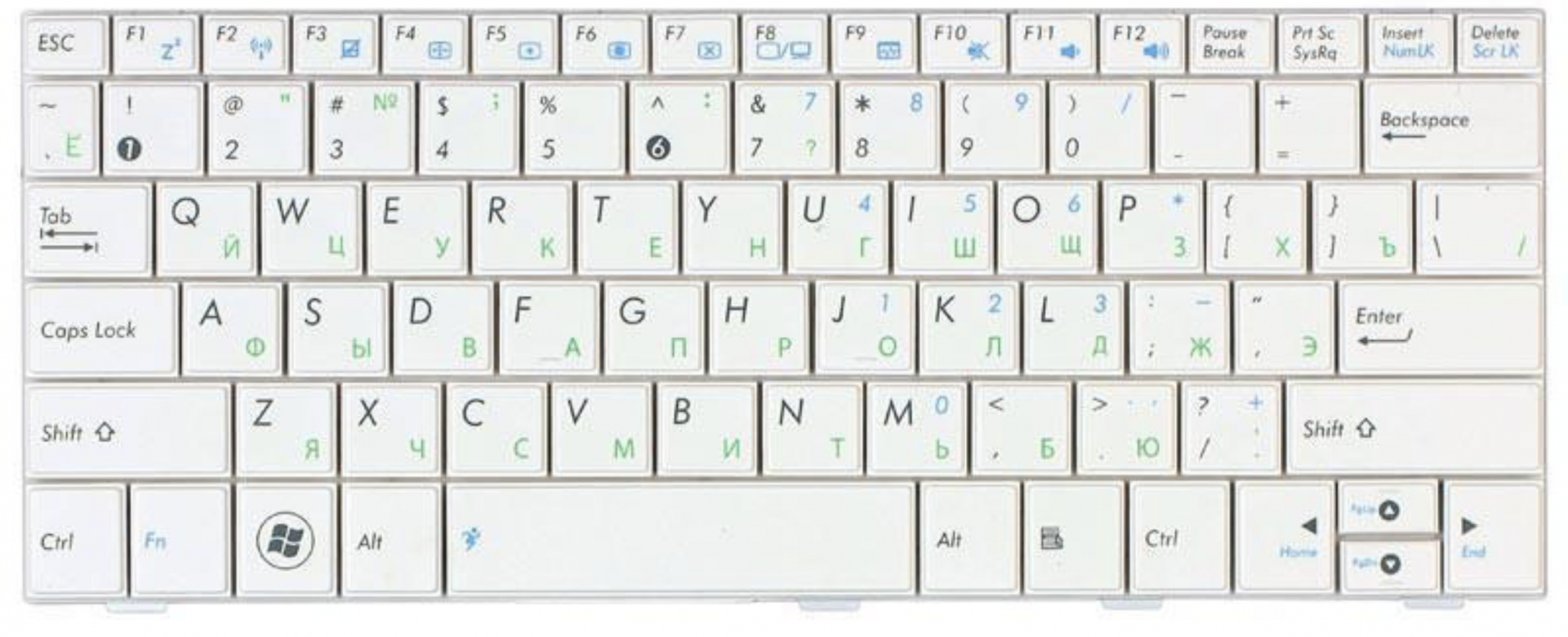Клавиатура ASUS Eee PC 1005 белая, OEM