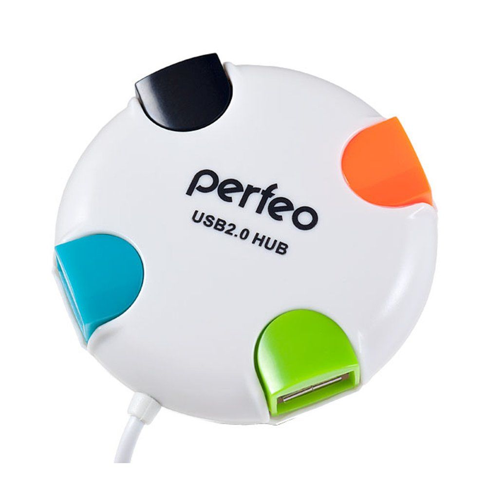 USB-HUB 4-port PERFEO (PF-VI-H020) (4хUSB 2.0, провод неразъемный) белый
