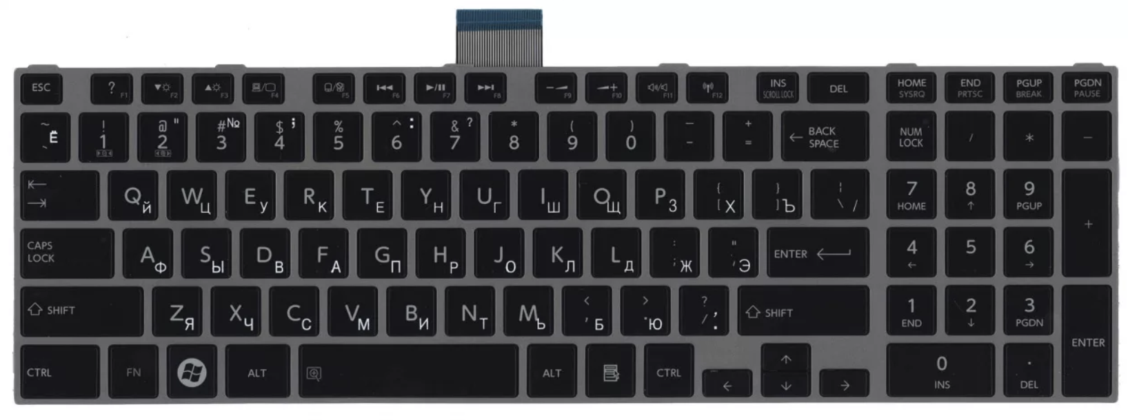 Клавиатура Toshiba Satellite C870 с серебристой рамкой, OEM