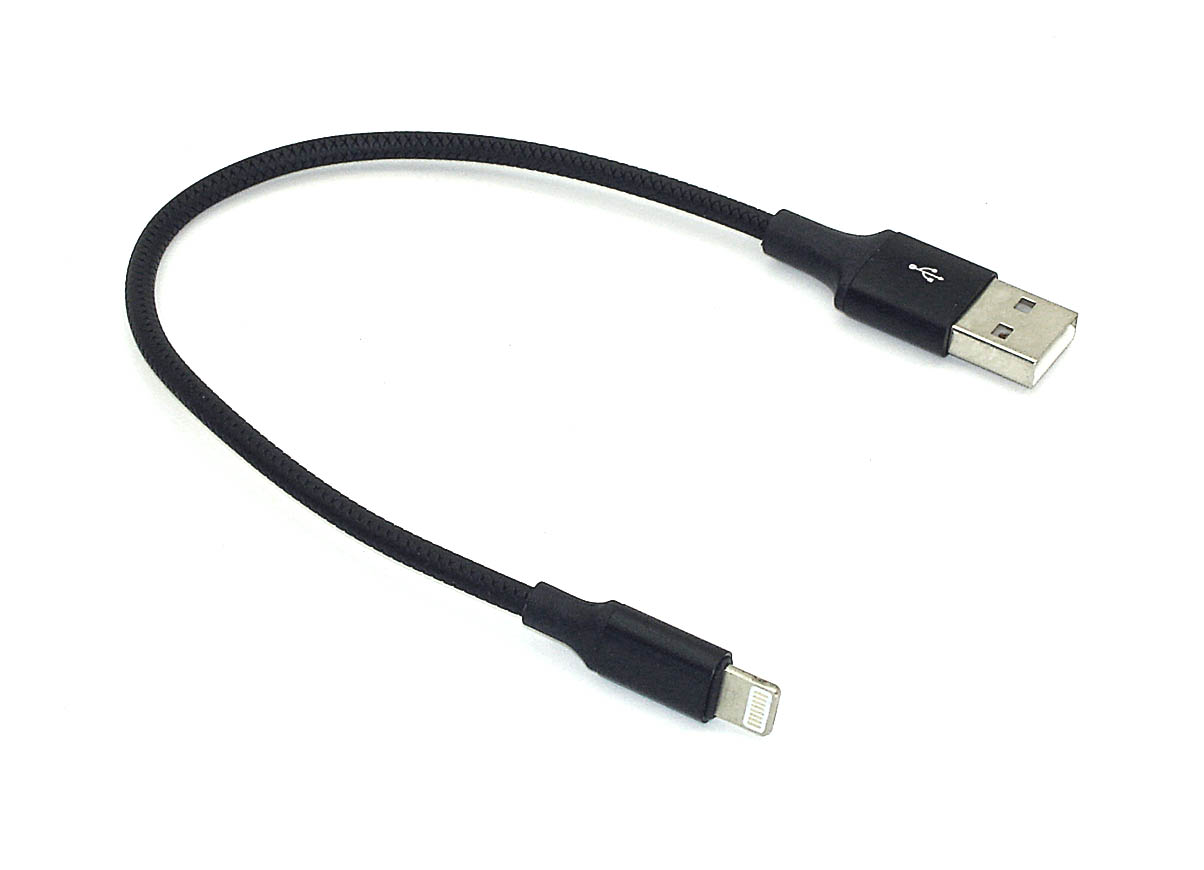 Кабель для зарядки  Apple Lightning 8Pin (Короткий), 25cm. Черный