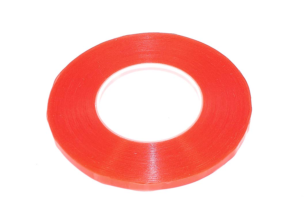 Скотч двусторонний прозрачный 3M с красной защитной лентой ширина 8мм 50м