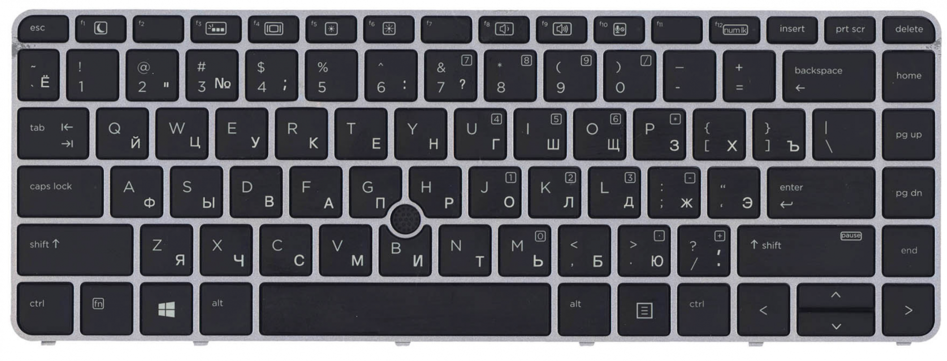 Клавиатура HP Elitebook 840 G4 1EN01EA с серой рамкой, с указателем, подсветкой OEM