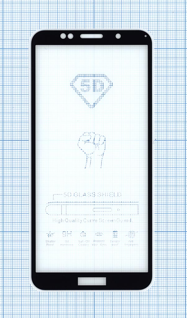 Защитное стекло "Полное покрытие" для Huawei Y5p черное