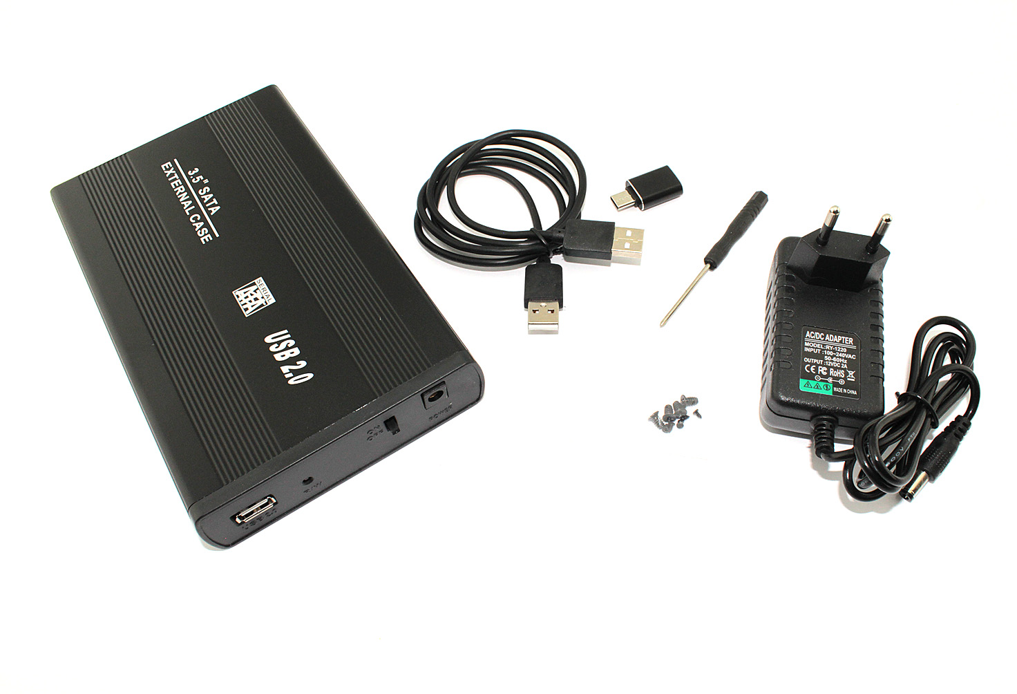 Бокс для жесткого диска 3,5" SATA алюминиевый USB 2.0 черный