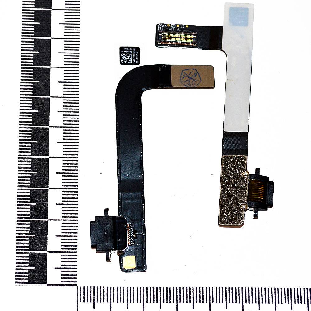 Шлейф iPad 4 + разъем зарядки черный