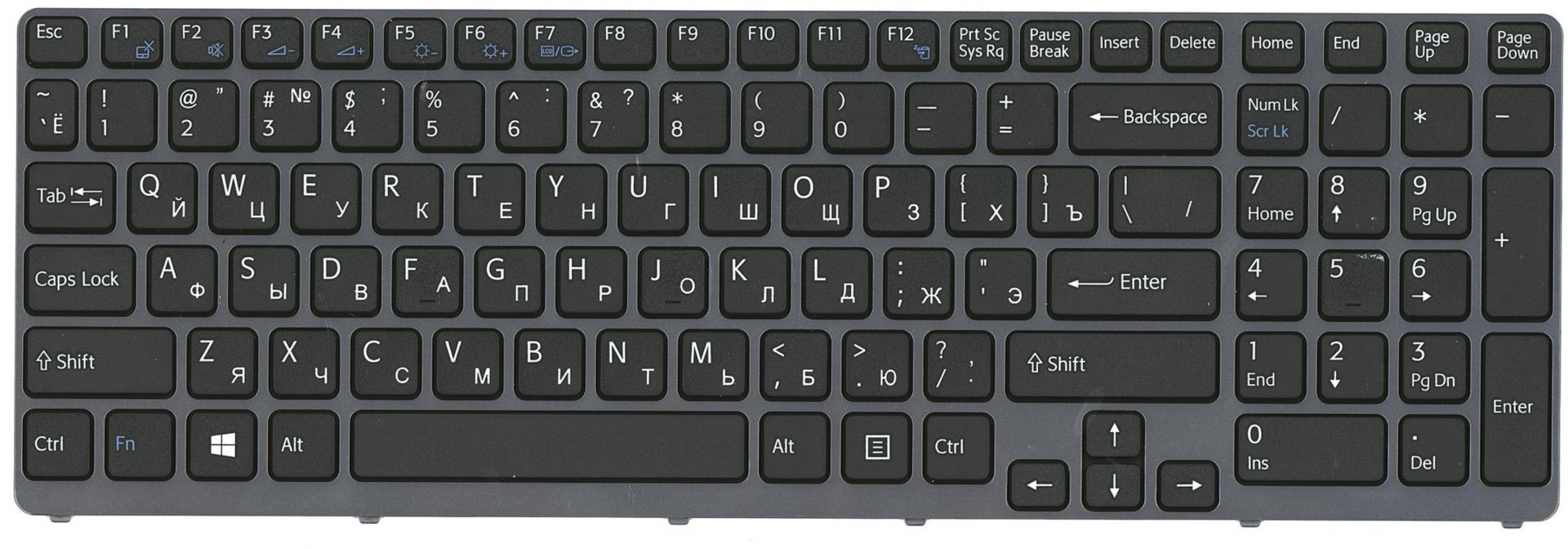 Клавиатура Sony VAIO SVE1713ACXB с рамкой, OEM