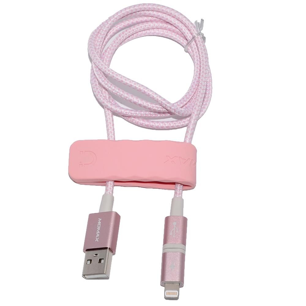 Кабель USB универсальный MOMAX Elite Link DL4L2 Lightning 8-pin (MFI) + micro USB розовый (1м)