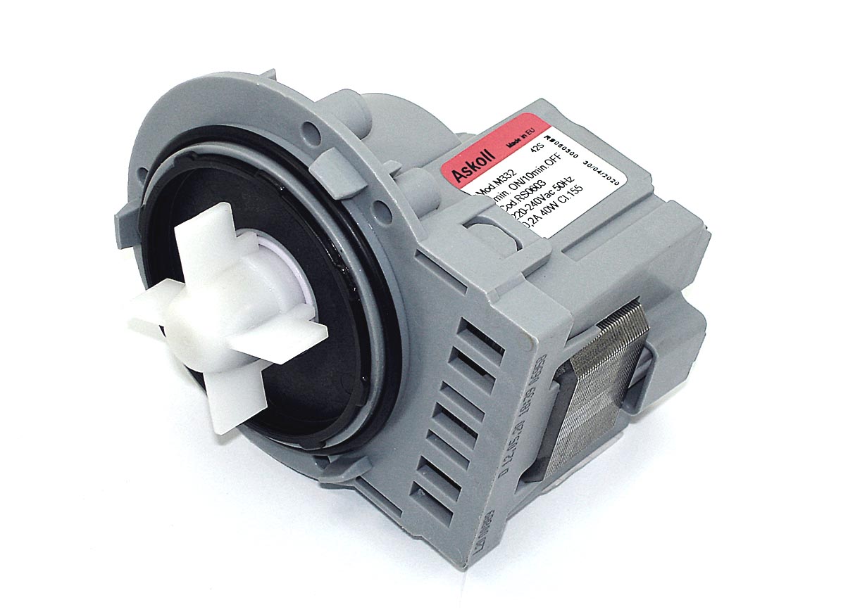 Насос сливной (помпа) Askoll 40 Вт M19/M47/M231XP/M332/M224XP для стиральной машины Samsung алюминий