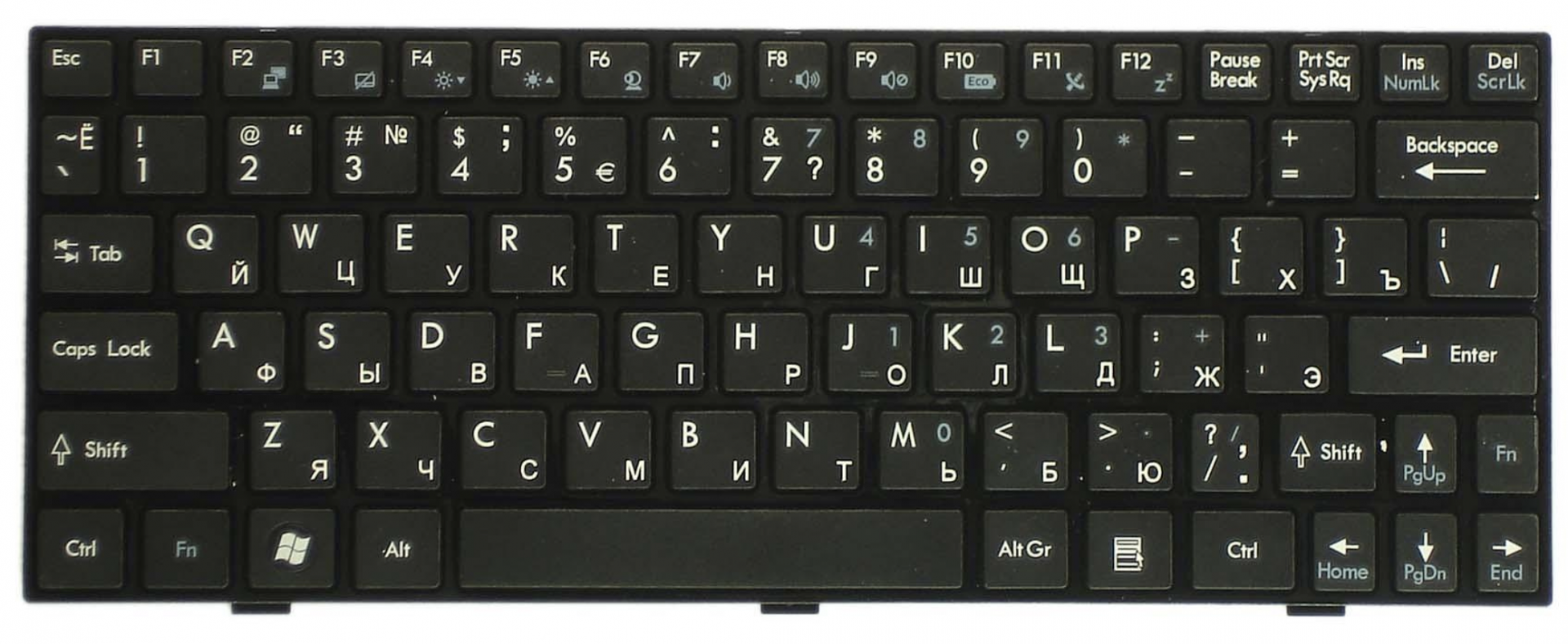 Клавиатура MSI Wind U135DX с черной рамкой, OEM