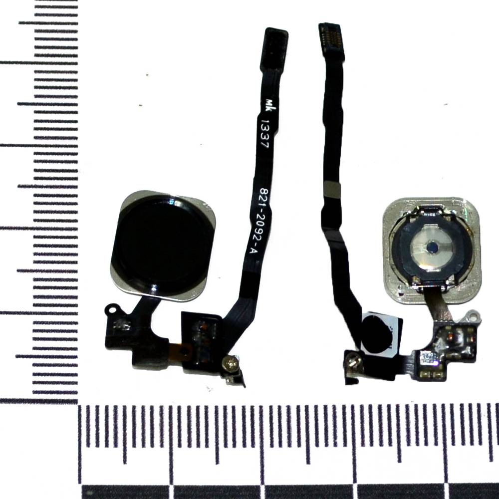 Механизм кнопки HOME iPhone 5S/SE с толкателем и шлейфом черный orig Factory