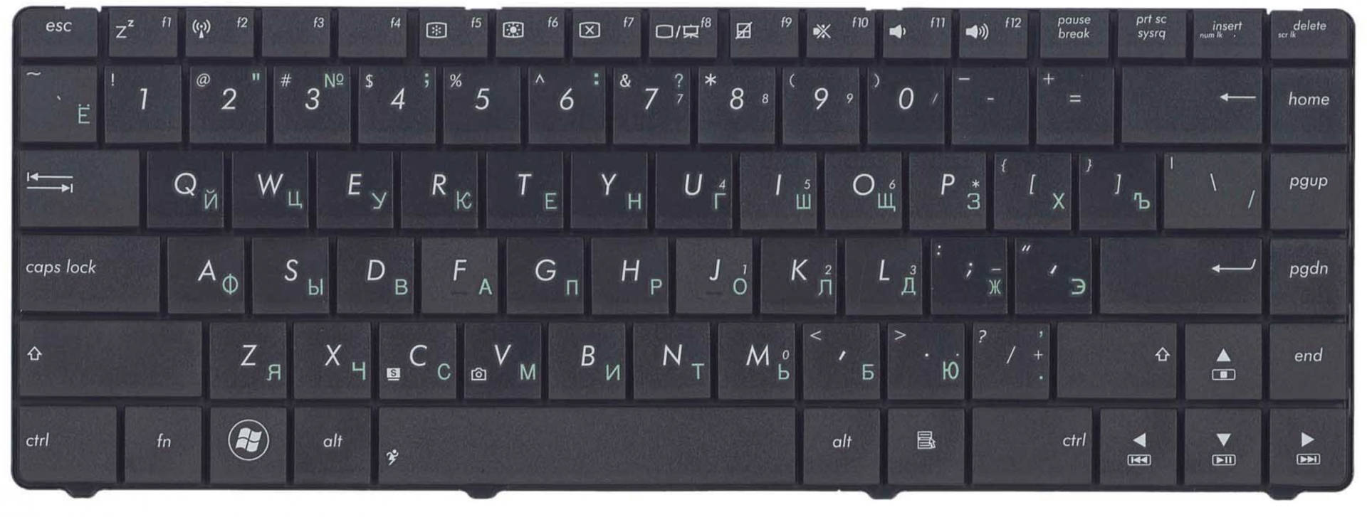 Клавиатура ASUS K45 прямой шлейф, матовая, OEM
