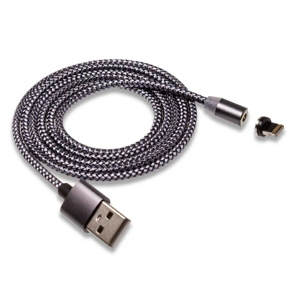 Кабель USB - Lightning 8-pin WALKER C590 (магнитный) темно-серый (1м)