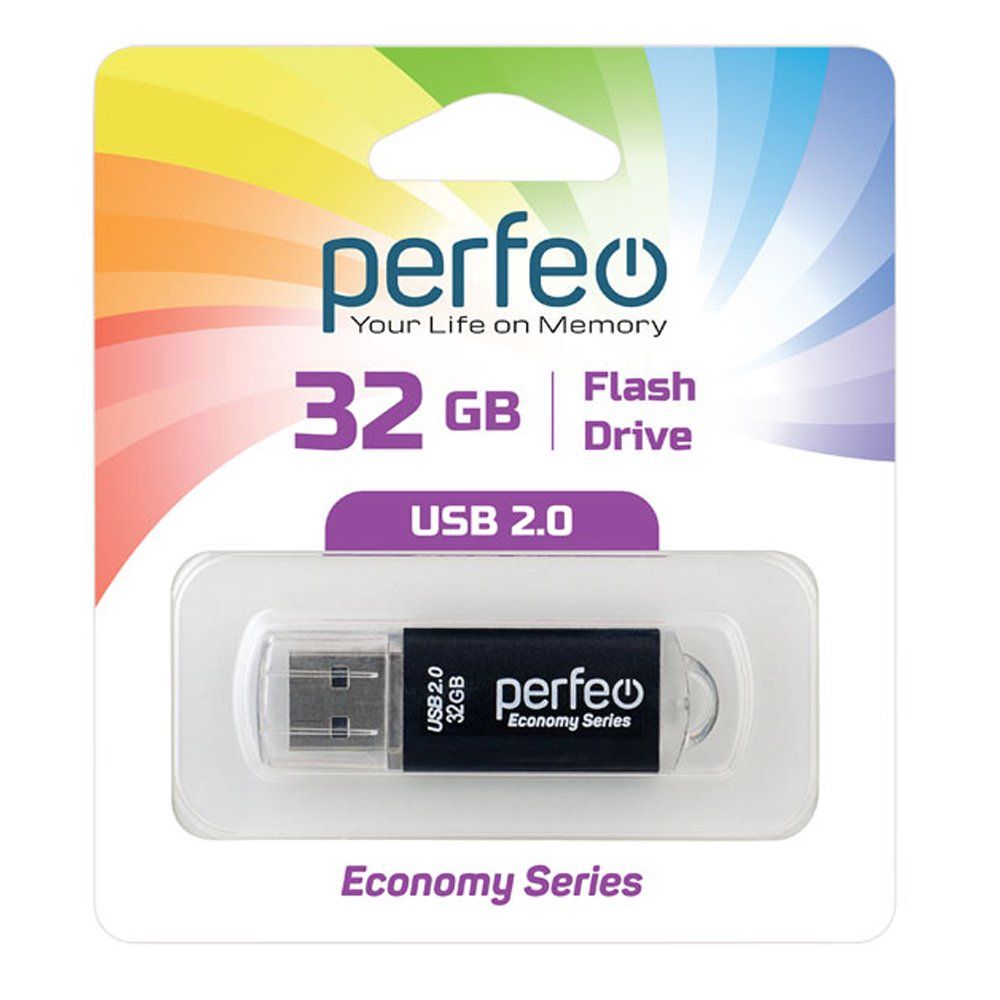 32GB USB 2.0 Flash Drive PERFEO E01 черный (PF-E01B032ES)