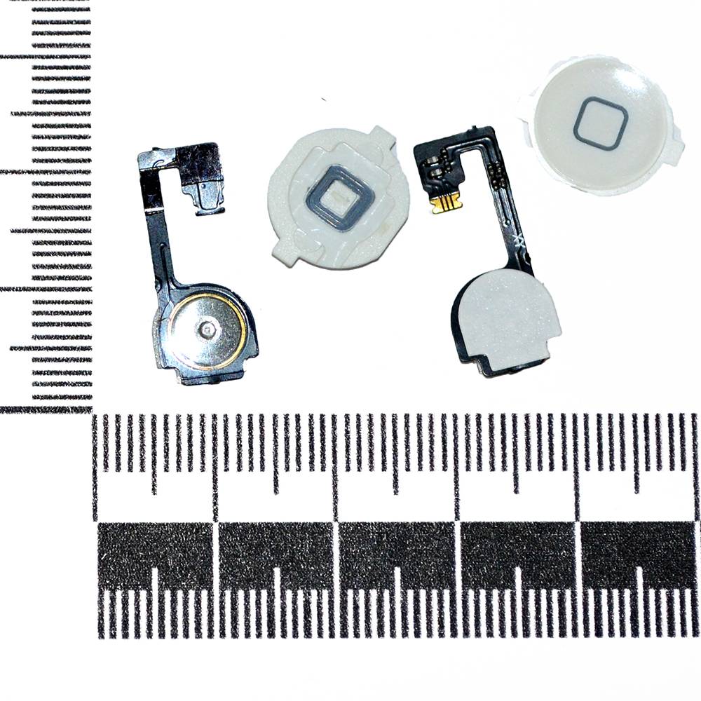 Механизм кнопки HOME iPhone 4 с толкателем и шлейфом белый