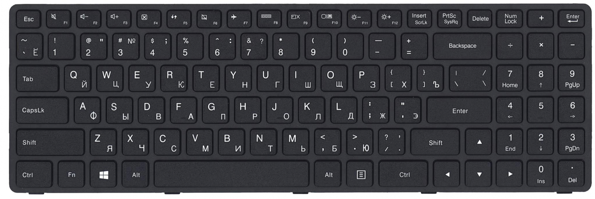 Клавиатура Lenovo IdeaPad 300-15 черная OEM