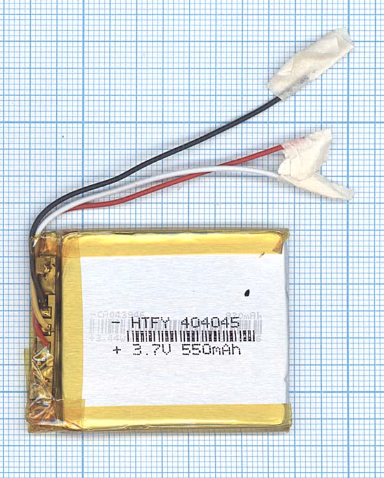 Аккумулятор Li-Pol (батарея) 4*40*45мм 3pin 3.7V/550mAh