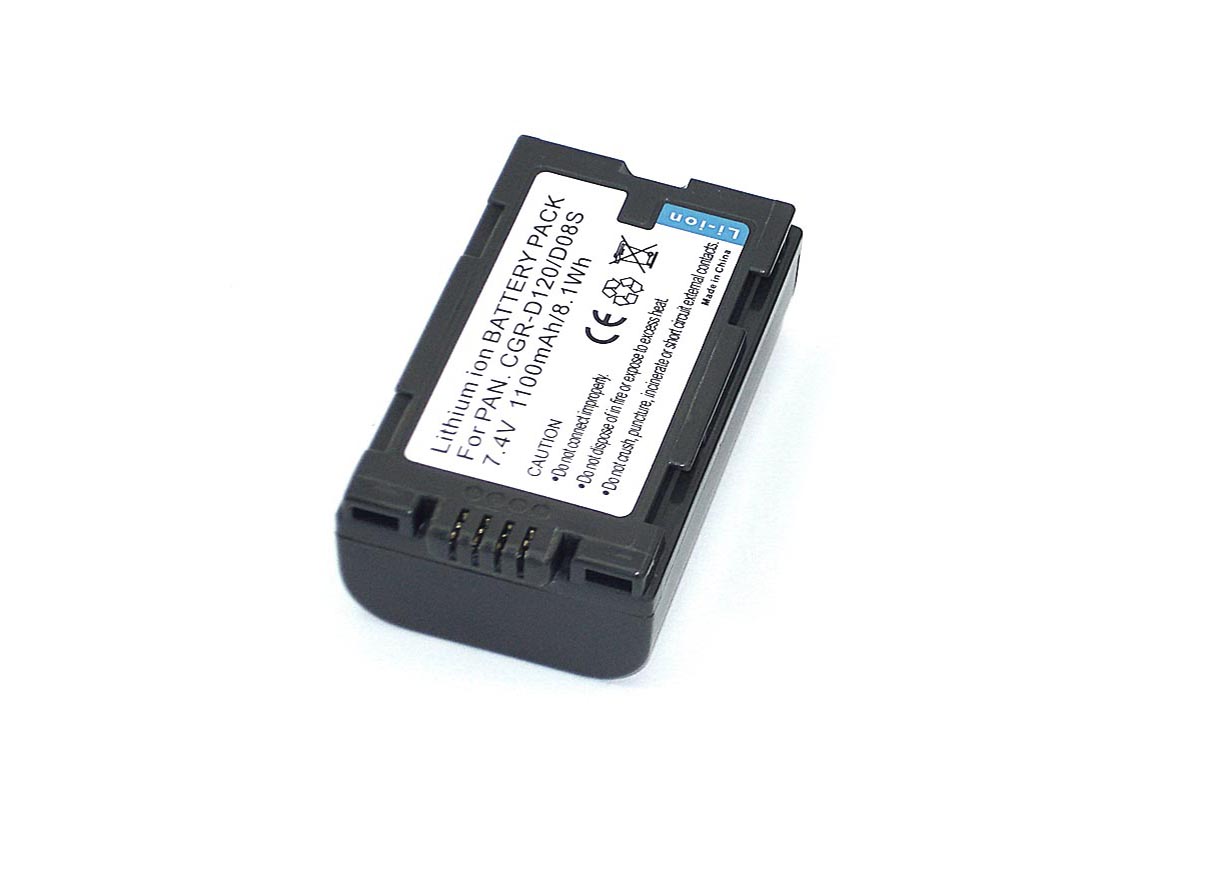 Аккумуляторная батарея для видеокамеры Panasonic CGR-D120  (CGR-D08) 7.4V 1100mAh Li-ion