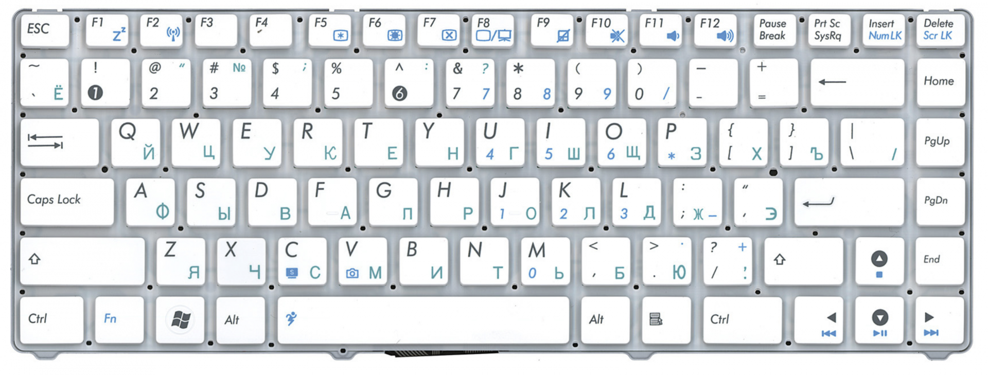 Клавиатура ASUS Eee PC 1201H белая, OEM