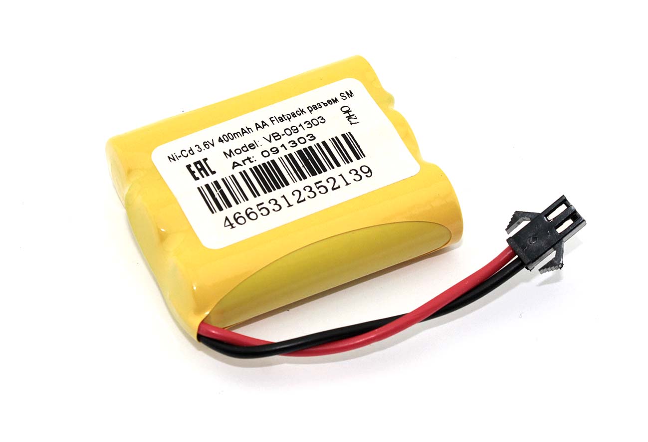 Аккумулятор Ni-Cd 3.6V 400mAh AA Flatpack разъем SM