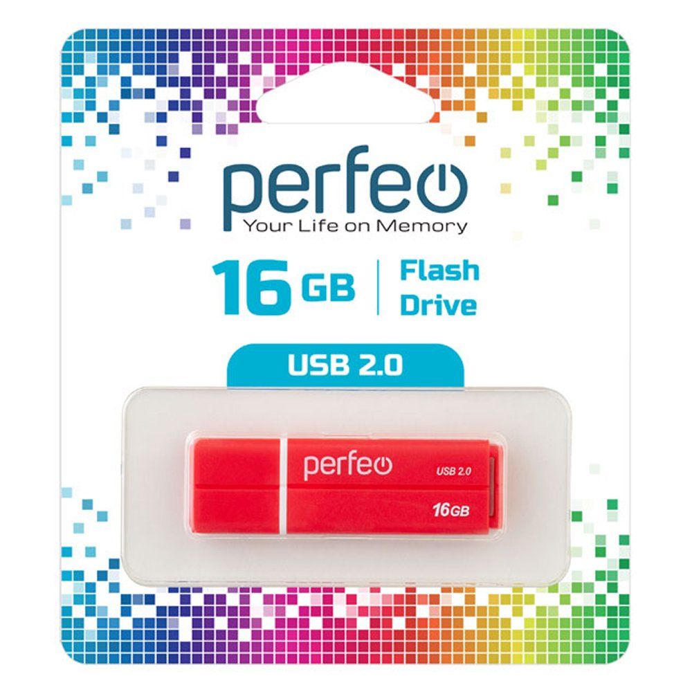 16GB USB 2.0 Flash Drive PERFEO C01G2 красный (PF-C01G2R016)