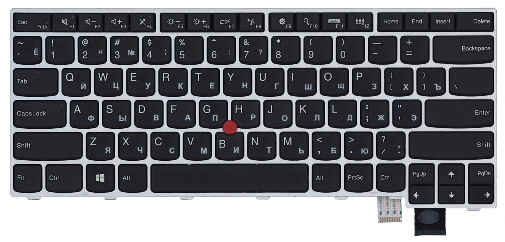 Клавиатура Lenovo ThinkPad T460s-2YCD с серебристой рамкой, OEM