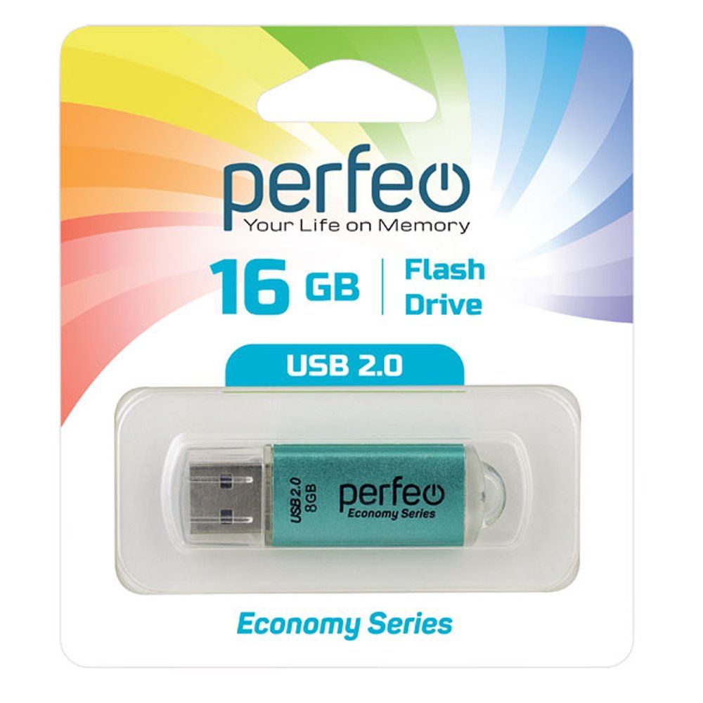 16GB USB 2.0 Flash Drive PERFEO E01 зеленый (PF-E01G016ES)