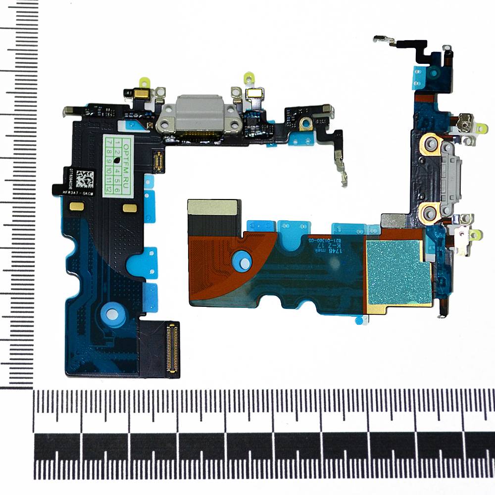 Шлейф iPhone 8 + разъем зарядки серый
