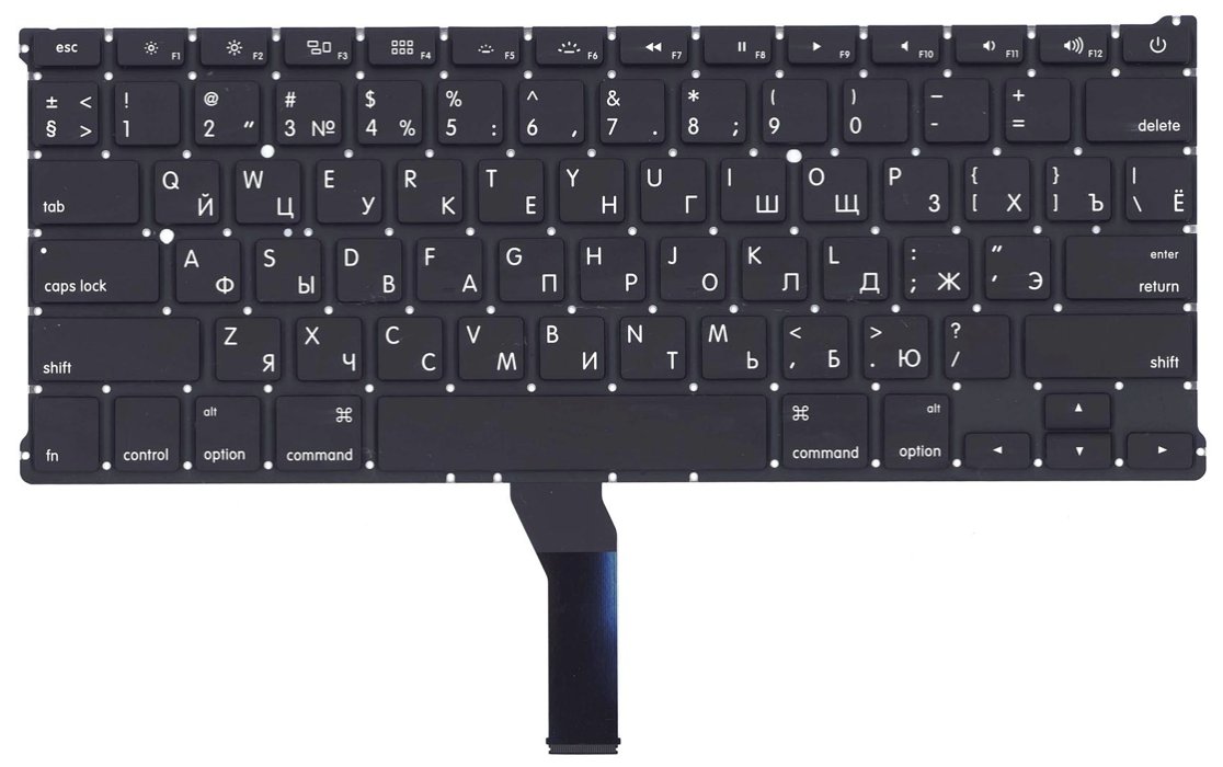 Клавиатура Apple MacBook Air 13.3" 2017 A1466 (MQD42LL/A) с подсветкой, плоский ENTER, OEM