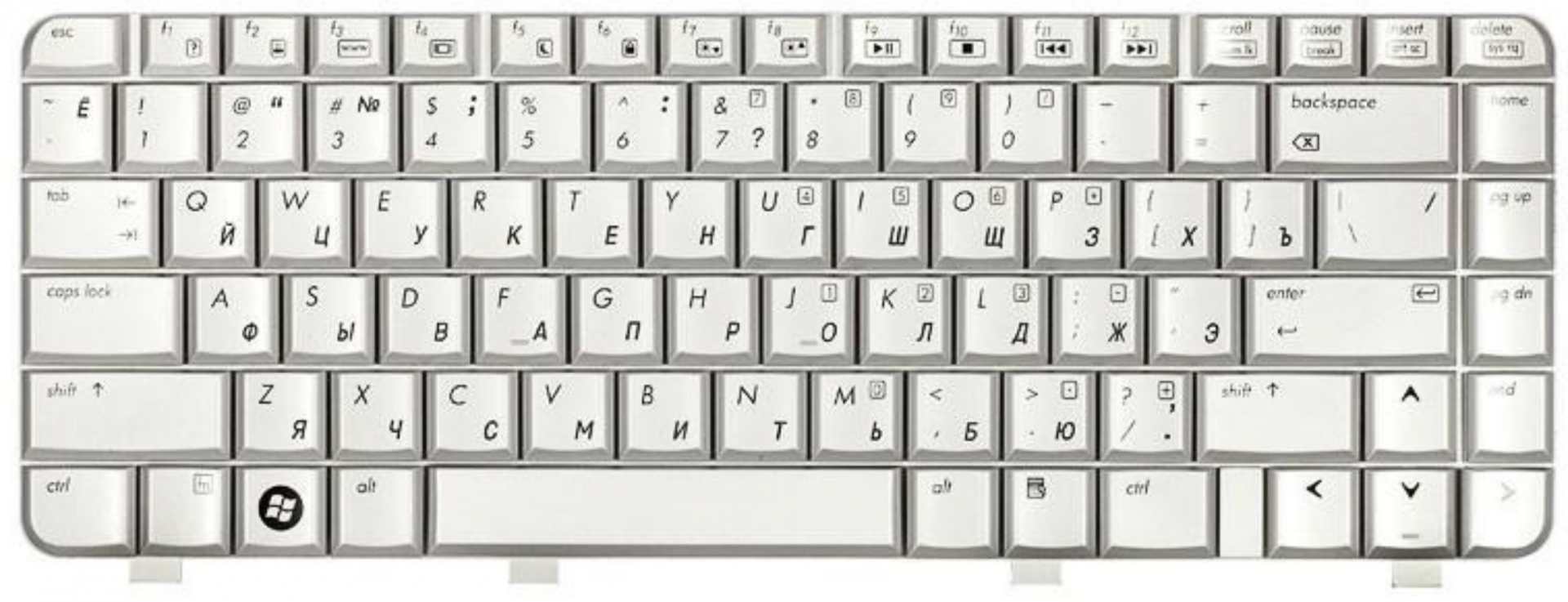 Клавиатура HP Pavilion DV2000 серебристая, OEM