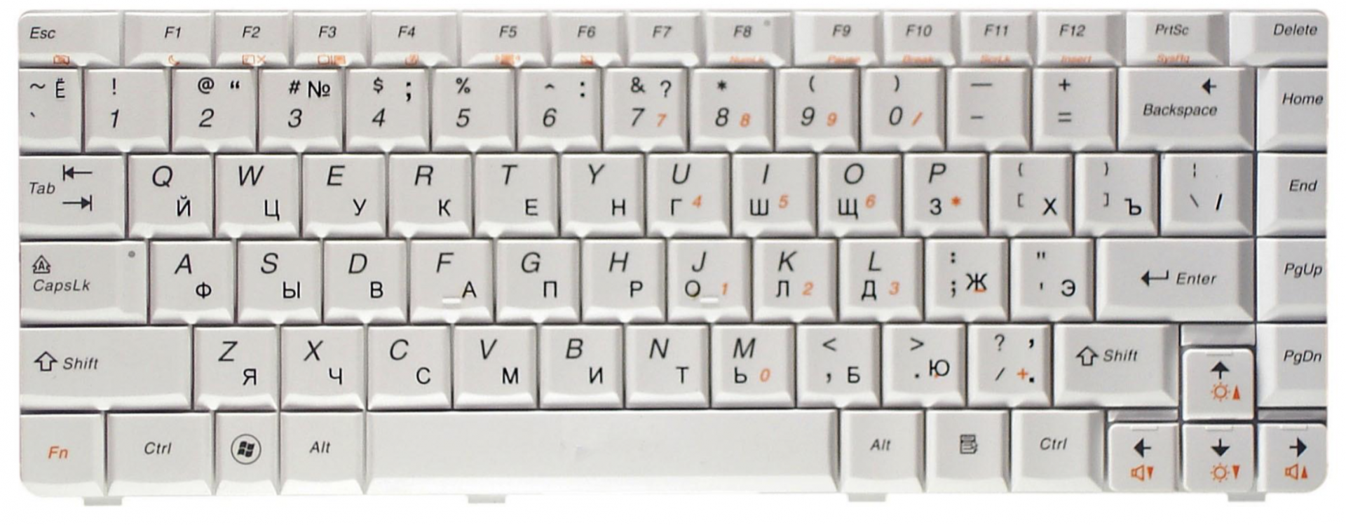 Клавиатура Lenovo IdeaPad U450 белая, OEM