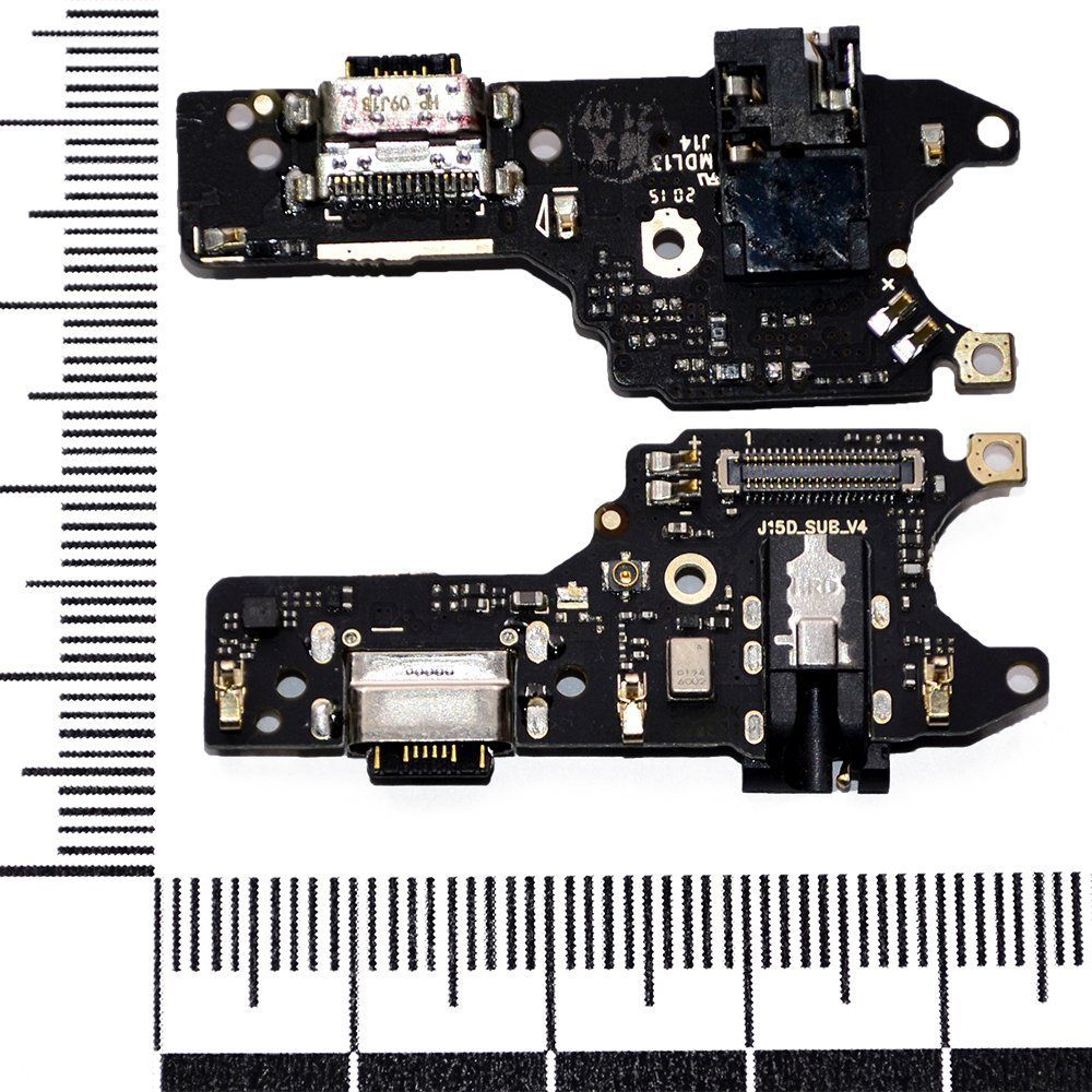 Шлейф (плата) Xiaomi Redmi Note 9 + системный разъем + разъем гарнитуры + микрофон orig Factory