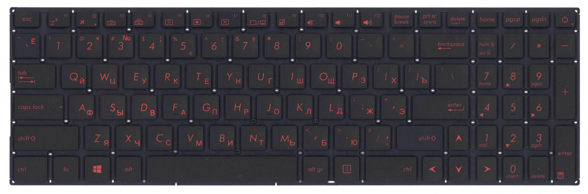 Клавиатура ASUS FX502VM-FY248T с красной подсветкой, OEM