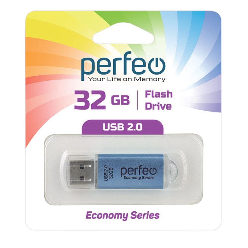 32GB USB 2.0 Flash Drive PERFEO E01 синий (PF-E01N032ES)