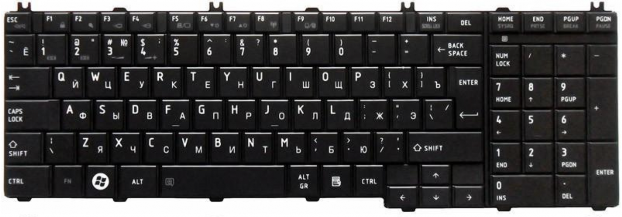 Клавиатура Toshiba Satellite C655 чёрная OEM